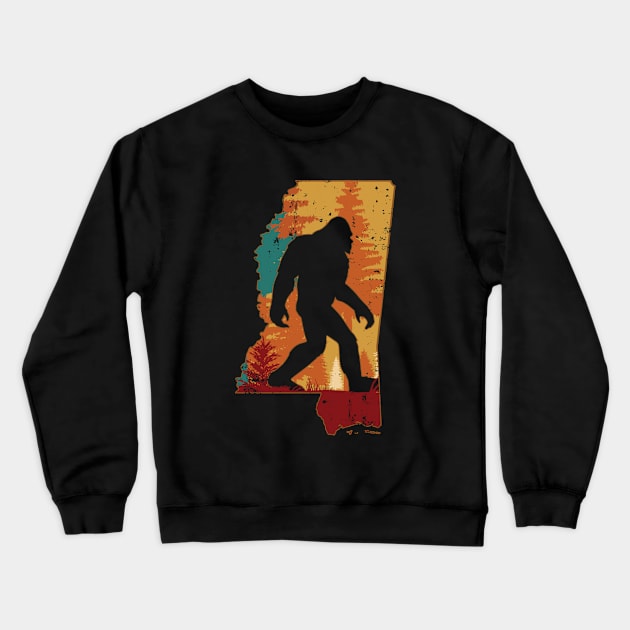 Bigfoot Retro Vintage Sasquatch Mississippi Crewneck Sweatshirt by ryanjaycruz